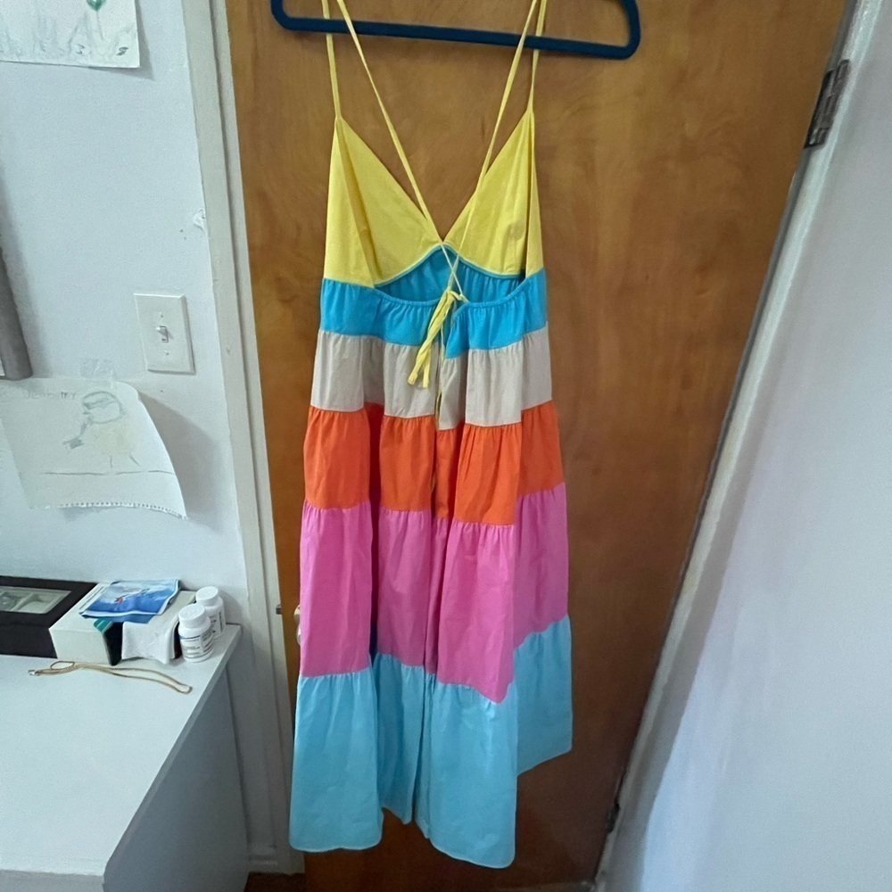 Staud Colorblock Tiered MIDI Dress XL - Picture 4 of 4